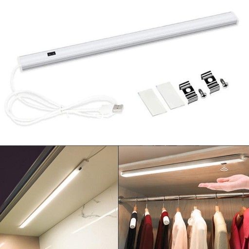 Indukčná USB LED nočná lampa do šatníka Bezdrôtová, mobilná, biela, 30 cm