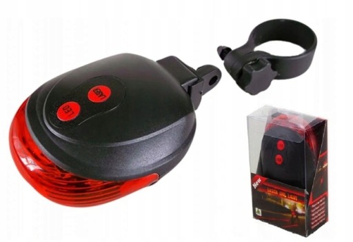 ZADNÁ BICYKLOSVETLO 5 LED - 7 REŽIMOV + LASER