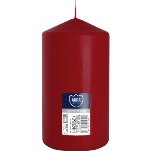 BISPOL Aura 66H valcová sviečka 15CM SW80/150 BURGUNDY