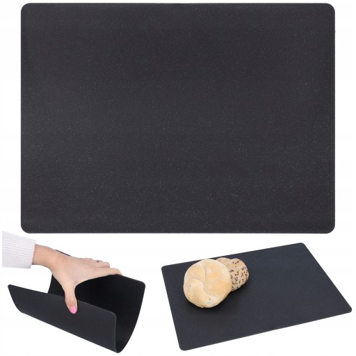 FLEXIBILNÁ kuchynská doska na krájanie, čierna, flexibilná plastová podložka, 33x24