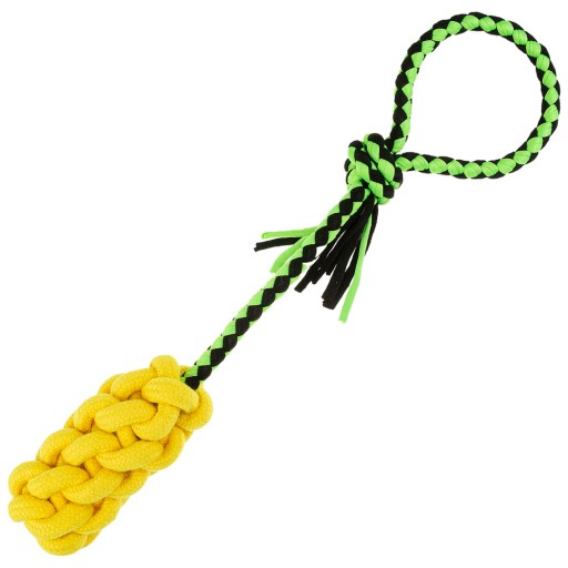 Hračka pre psa ROPE s DUMMY, spletený farebný ťahací aport na šnúrke