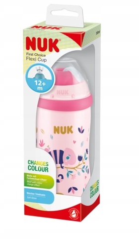 Nuk FLEXI CUP 300ml 12m+ so silikónovou slamkou chameleon ružová