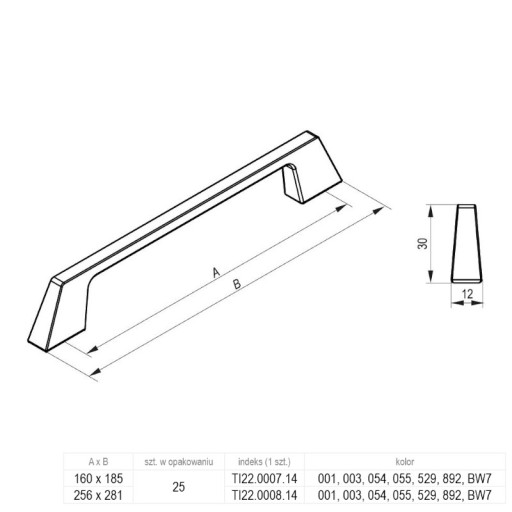 Nábytková úchytka STILO Rejs 160mm MATNÁ ČIERNA
