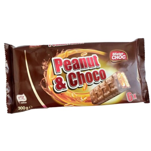 Tyčinky Snickers 6 kusov, každá po 50 g, Arašidová čokoláda 300 g