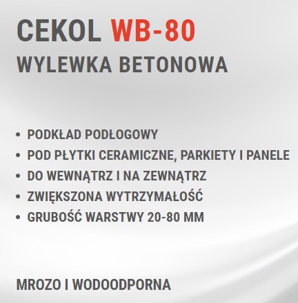 Mrazuvzdorný betónový poter WB-80 CEKOL 5kg
