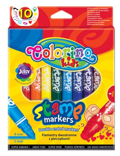 Colorino Markers, obojstranné fixky s pečiatkami, 10 farieb