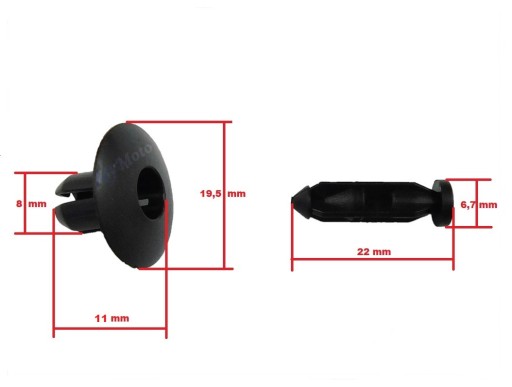 Upevňovací kolík klipu na plasty - M8 (C869)