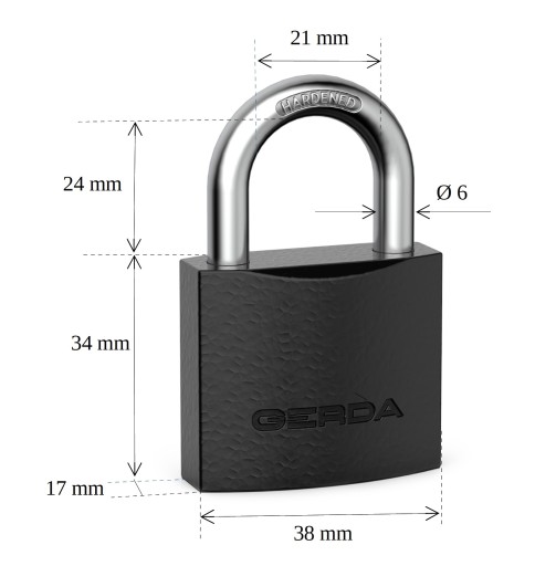GERDA S 40 IRON LINE liatinový okovový visiaci zámok