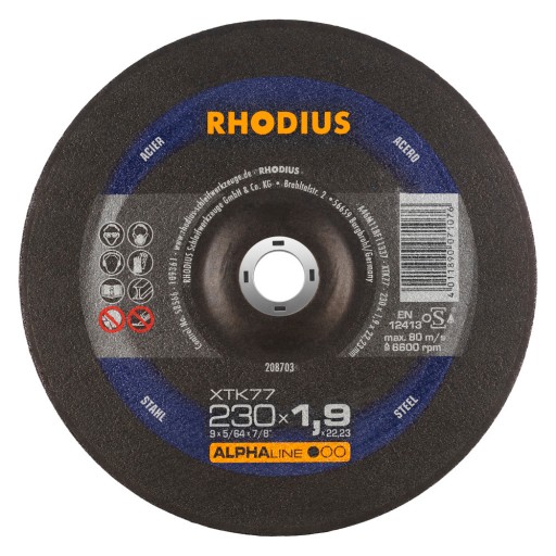 Štít RHODIUS 230X1,9 oceľ/kov XTK77 Alphaline