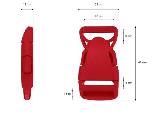 Spona plastová 30mm ČERVENÁ Spona 5 ks