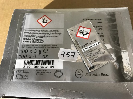 MERCEDES Pasta na brzdové doštičky šedá ORIGINÁL