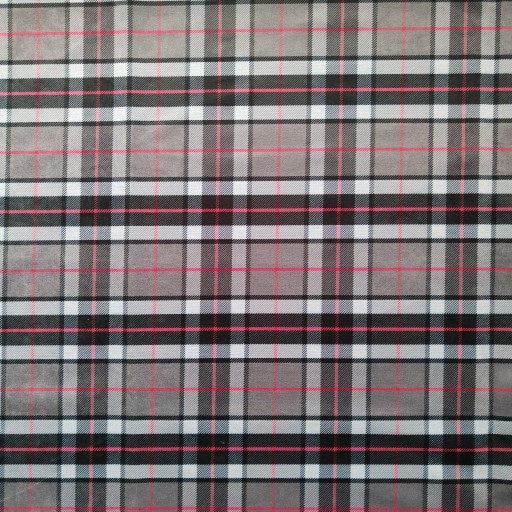 Zamatová poťahová látka s potlačou plyš zamatový kockovaný sivý kár