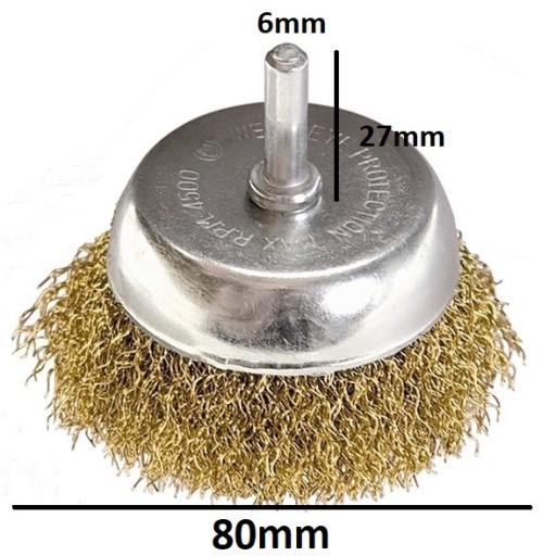 DRRÁTENÁ GOMBOKÁCIA KEFA NA VŔTAČKU 80mm, HUSTÁ, MOSADZOVANÁ OCEL