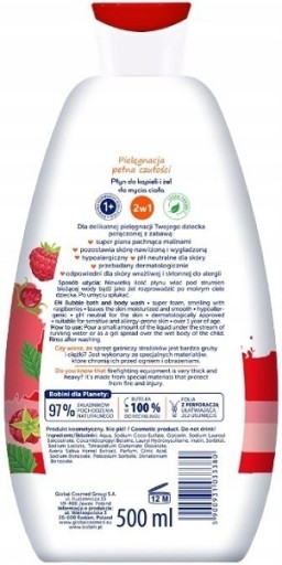 Global Bobini Fun Bath tekutý a gél 500ml Malina