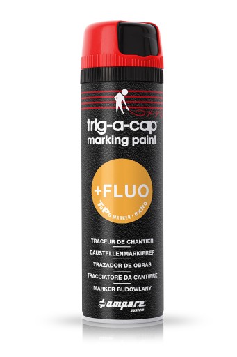 Geodetická farba Spray FLUO AMPERE červená Trig-a-Cap Extra