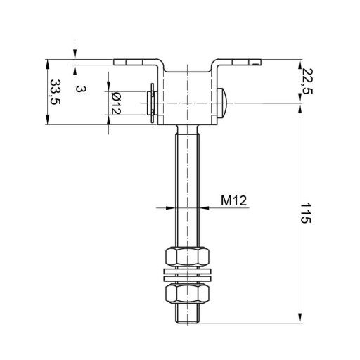 Nastaviteľný záves M12, L-115 - zahnutý