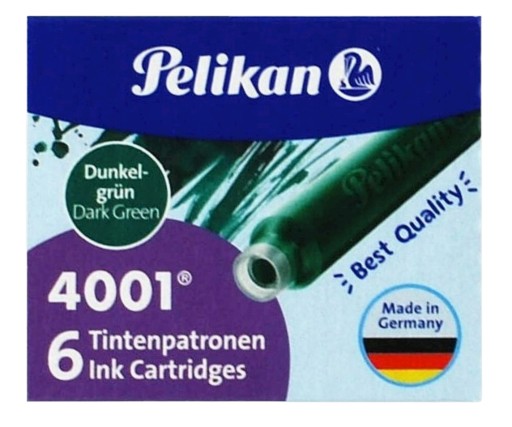 Náplne do pera Pelikan, zelené, 6 ks