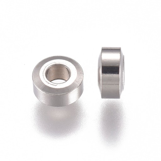 Dištančné korálky, nehrdzavejúca oceľ, ploché okrúhle, 4x2 mm, 40ks