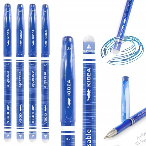 4x modré vymazateľné guľôčkové pero 0,7 mm stierateľné s gumou Kidea