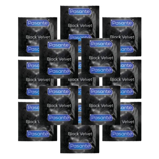 Pasante Black Velvet čierne latexové kondómy, sada 25 ks
