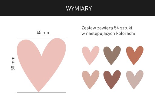 Nálepky na stenu HEARTS. Sada 54 ks
