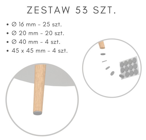 Plsťové podložky, plsť na nábytok, sada 53 ks.