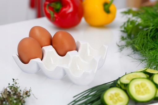 KONTAJNER NA VAJCIA organizér na chladničku box porcelánový podnos na vajíčka 6x