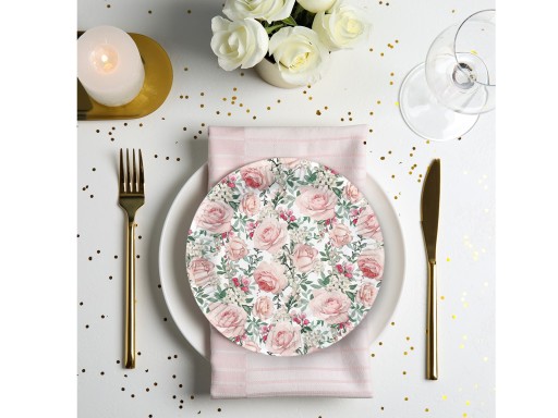 Papierové taniere Roses 23 cm 8 ks.