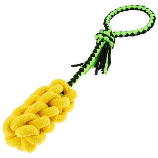 Hračka pre psa ROPE s DUMMY, spletený farebný ťahací aport na šnúrke
