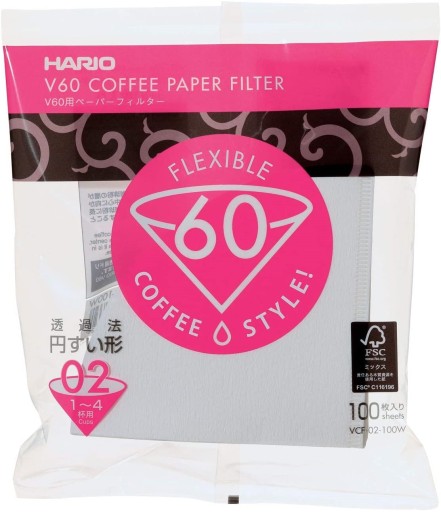 HARIO ODKAPÁVACIE PAPIEROVÉ FILTRE BIELY V60-02 100 ks