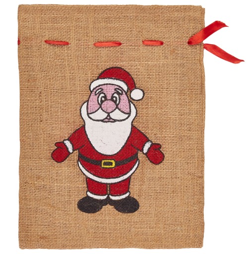 Jutová darčeková taška SANTA SO STUHOU 25x18