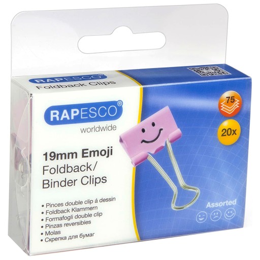 Klipy kancelárske klipy 19 mm Rapesco ružové emotikony 20 kusov na papierové karty