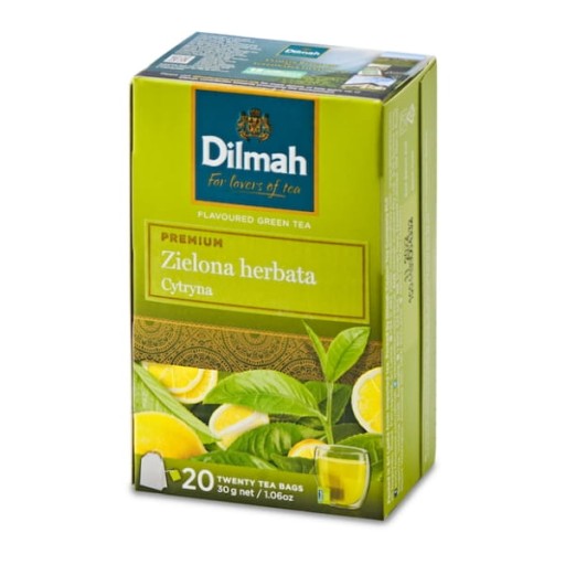 DILMAH GREEN TEA&LEMON zelený čaj s citrónovou arómou 20 VRECÍ