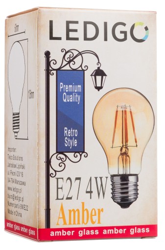 E27 4W jantárová A60 retro teplá LED žiarovka