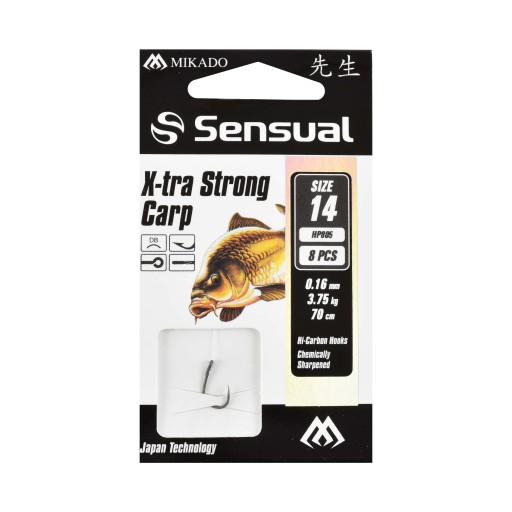 Mikádo háčiky s nadväzcom X-Tra Strong Carp 70cm háčik #14 3,75kg 8 ks.
