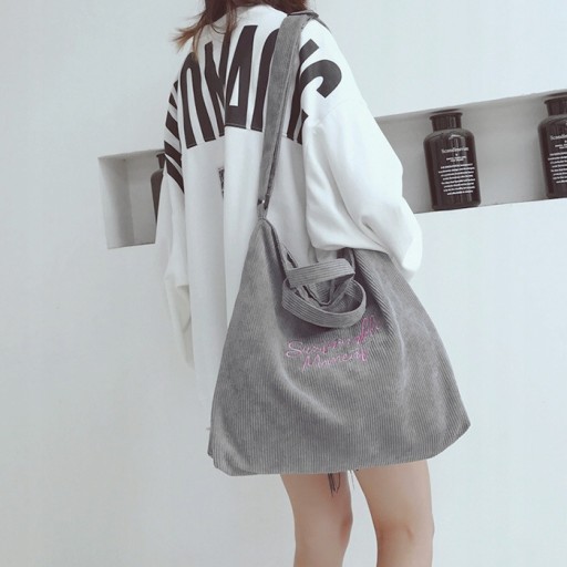 ŠEDÁ Manšestrová taška SHOPPER Priestranná taška cez rameno