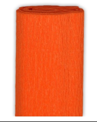 Krimpovaný hodvábny papier - oranžový, 50 x 200 cm
