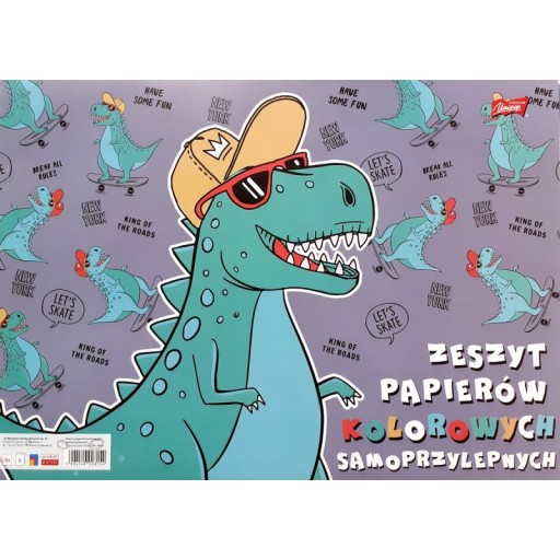 KNIHA FAREBNÉHO PAPIERA B4 samolepiaci DINO