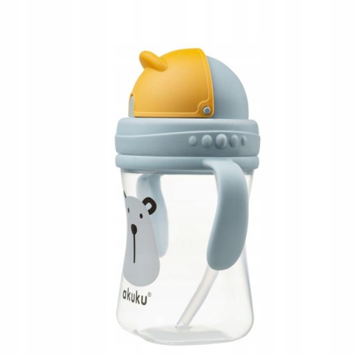 AKUKU HRNČEK, FĽAŠA S RUBIČKOU, SLAMKA, RÚČKY, 300ml, 9m+