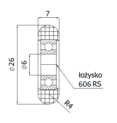 ZAHLATÉ VALCE PRE SEKČNÉ BRÁNY, priemer 26 mm
