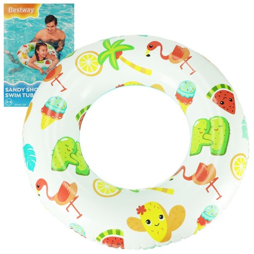 BESTWAY 36014 Nafukovací kruh na plávanie, plameniaky, 3-6 rokov, 60 kg