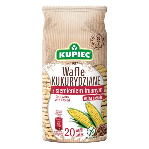 KUPIEC Kukuričné oblátky s ľanovým semienkom extra tenké 20 oblátok 105g