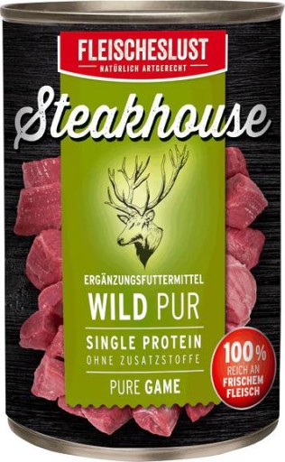 STEAKHOUSE WILD PUR KRMIVO Z HRY PRE PSOV 400g