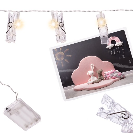 LED lampy štipce na prádlo klipy na fotografie 1,5m 10LED teplá biela na b