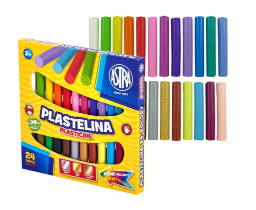 Astra Plastelina 24 farieb, jemné, živé farby, lesk