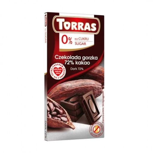 Torras tmavá čokoláda 72% kakaa 75g BEZ CUKRU