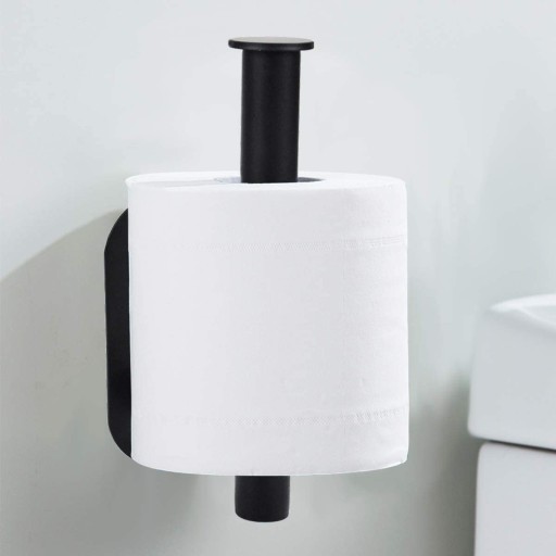 RÚČKA NA TOALETNÝ PAPIER BEZ VŔTANIA, SAMOLEPIACA, ČIERNA