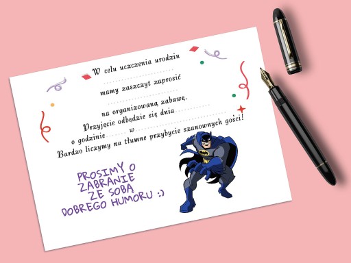 BATMANOVÁ POZVÁNKA NA NARODENINY DIEŤAŤA + OBÁLKA ZDARMA