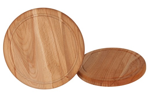DREVENÁ KUCHYŇSKÁ DOSKA NA KRÁJANIE A PODÁVANIE PIZZY S DRÁŽKOU, 22 CM