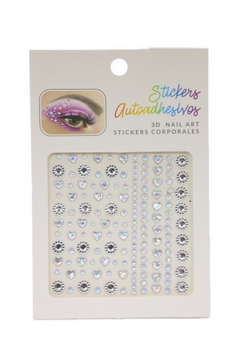 NÁLEPKY KRIŠTÁĽOV TVÁR ZIRKONIOVÉ DIAMANTY 3D OČI MAKE-UP NECHTY